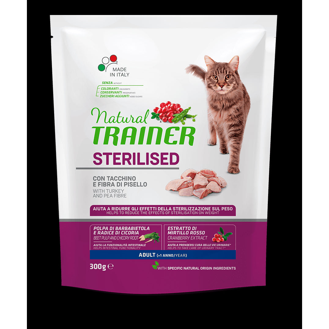 Natural Trainer Sterilised con Tacchino 300g - Gatti Adulti Sterilizzati Natural Trainer Sterilised con Tacchino 300g - Gatti Adulti Sterilizzati